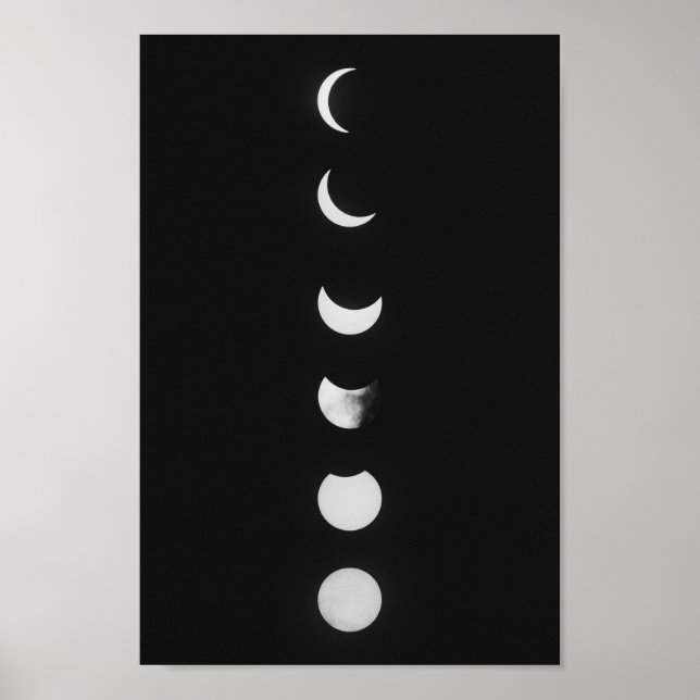 Póster Fases y eclipse de luna en foto en blanco y negro (Frente)