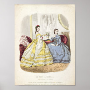 Póster Fashion plate showing ballgowns