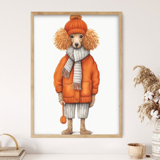 Póster Fashion Poodle Dog Print, Funny Dog Decor, Orange  (Subido por el creador)