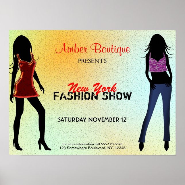 Póster Fashion Show Boutique Personalizado Poster (Frente)