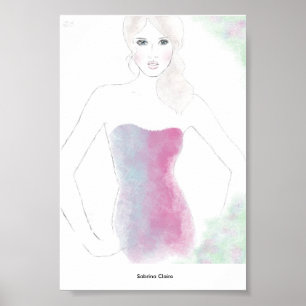 Póster Fashion Sketch - Blend Dress