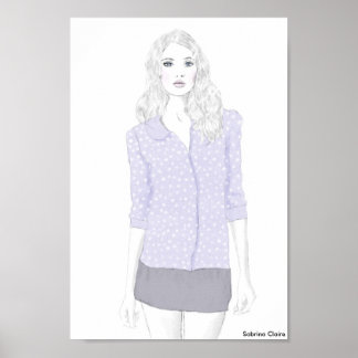 Póster Fashion Sketch - Polka Dot Cardigan