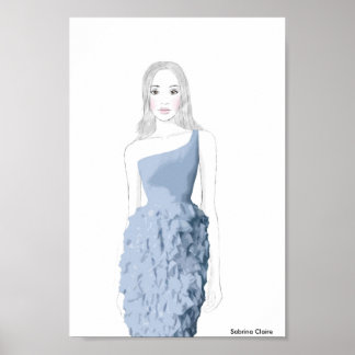 Póster Fashion Sketch - Ruffle Dress