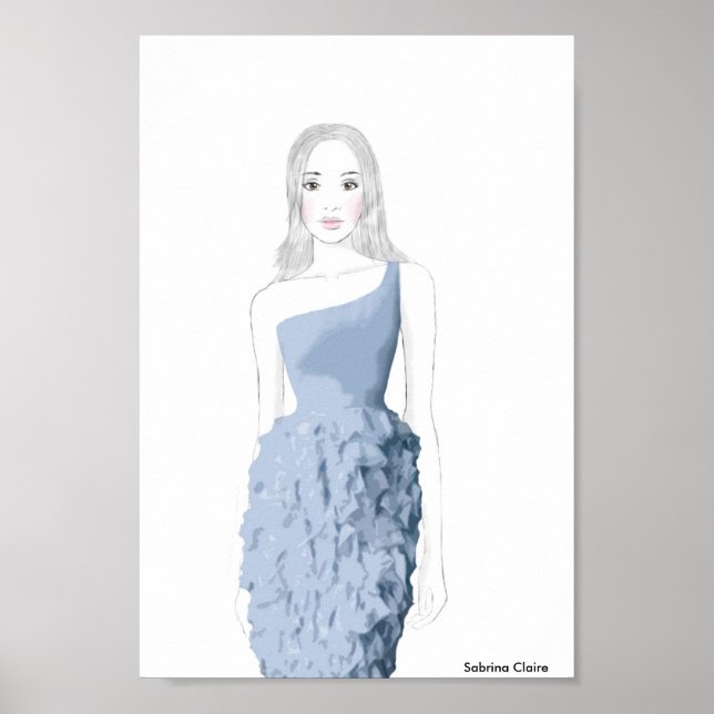Póster Fashion Sketch - Ruffle Dress (Frente)