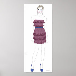 Póster Fashion Sketch - Ruffle Dress