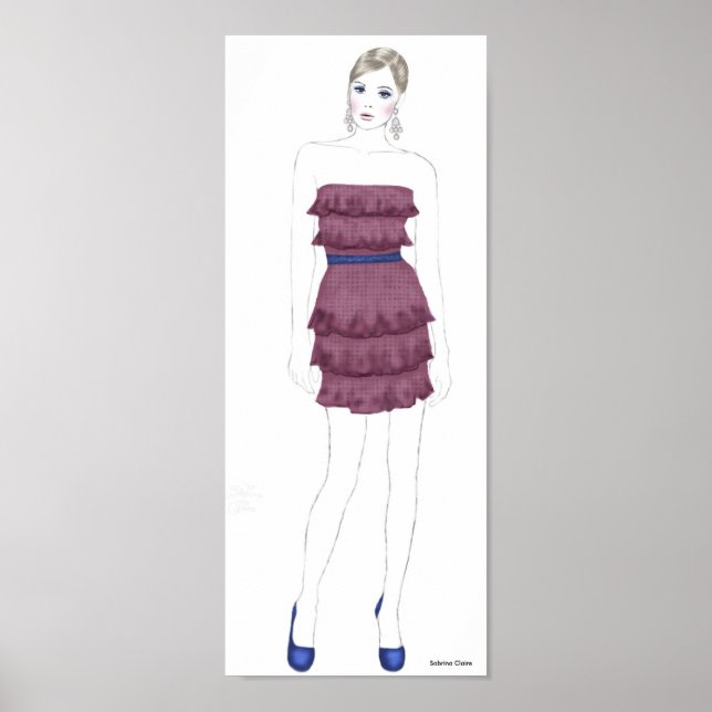 Póster Fashion Sketch - Ruffle Dress (Frente)