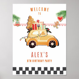 Póster Fast Cars Sweet Gingerbread Car Christmas Birthday