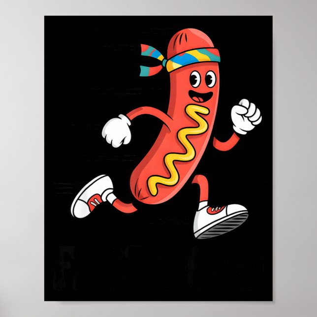 Póster Fast Food Funny Pun Working Out Running Jogging Gy (Frente)