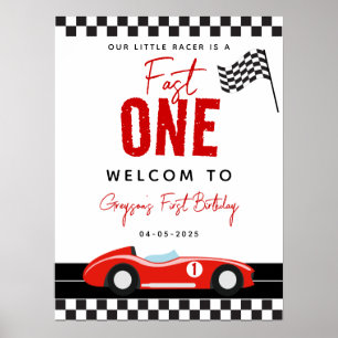 Póster Fast One Race Car Boy Signos de Bienvenida de Cump