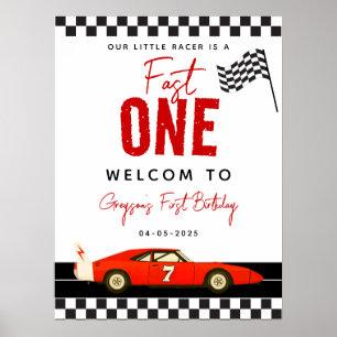 Póster Fast One Race Car Boy Signos de Bienvenida de Cump