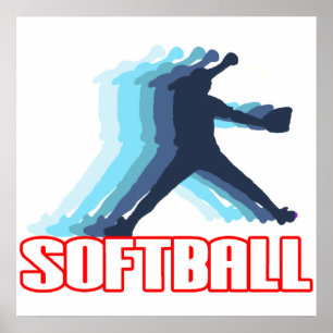 Póster Fast Pitch Softball Silhouette