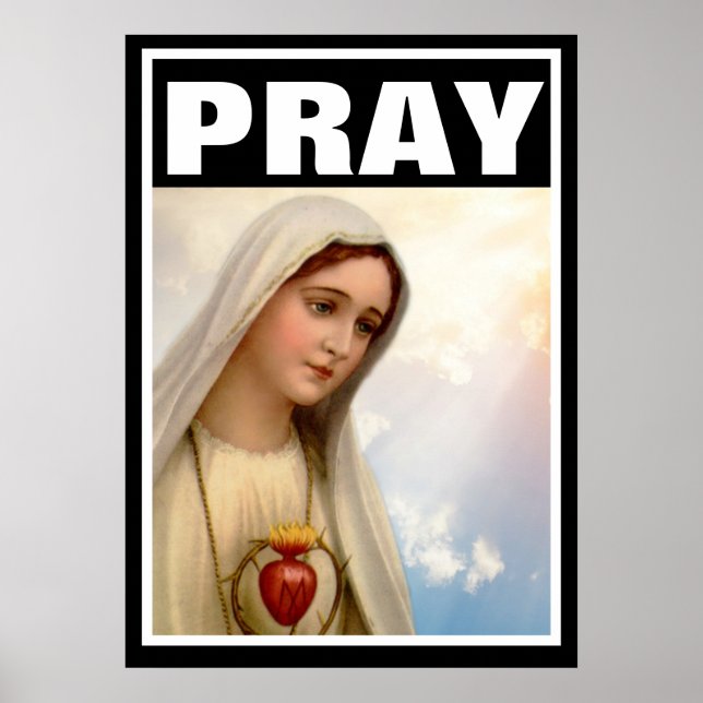 PÓSTER FATIMA PRAY VIRGIN MARY ROSARY CATÓLICO (Frente)