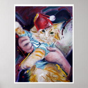 Póster Fatso, la práctica del gato del teclado plantea