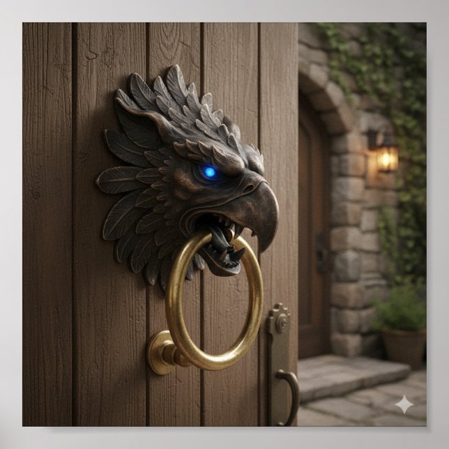 Póster Faucet de Griffin Ornate - Escultura Mítica Detall (Frente)
