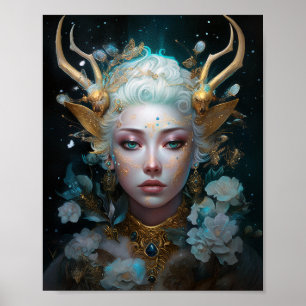 Póster Faun Elf Woman Fantasy Art