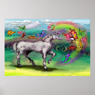 Póster Fauna de mariposas Rainbow Unicorn