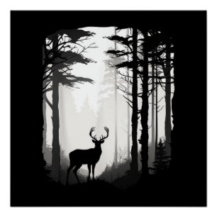 Póster Fauna del bosque de ciervos