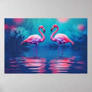 Póster Fauna Flamingo Animal Bird Wildlife Wilderness Col