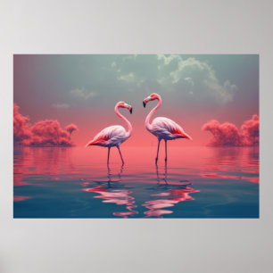 Póster Fauna Flamingo Animal Bird Wildlife Wilderness Col
