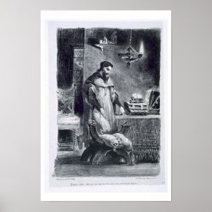 Póster Fausto en su estudio, del Fausto de Goethe, 1828,