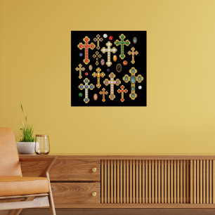Póster Faux Birthstone cruza y suelta joyas en negro