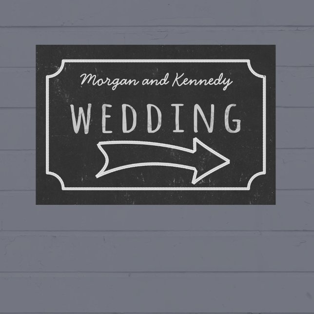 Póster Faux Chalkboard Boda Poster de dirección (If your wedding is pointing to the right, this is the poster just for you. Add your names!)