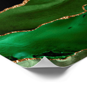 Póster Faux Emerald Green Marble Agrimensage contemporáne