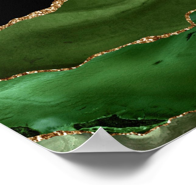 Póster Faux Emerald Green Marble Agrimensage contemporáne (Esquina)