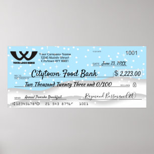 Póster Faux giant charity check Christmas snowflakes
