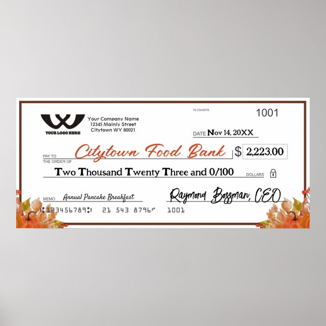 Póster Faux gigante de la caridad chequeo otoño otoño Acc (Frente)