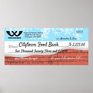 Póster Faux gigantes Navidades de cheques de caridad con