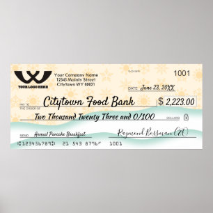 Póster Faux gigantes Navidades de cheques de caridad con 