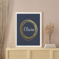 Faux Gold Abstract Circle Design con nombre