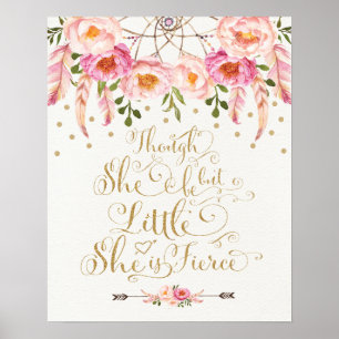 Póster Faux Gold & Pink Nursery Art Boho Calligraphy