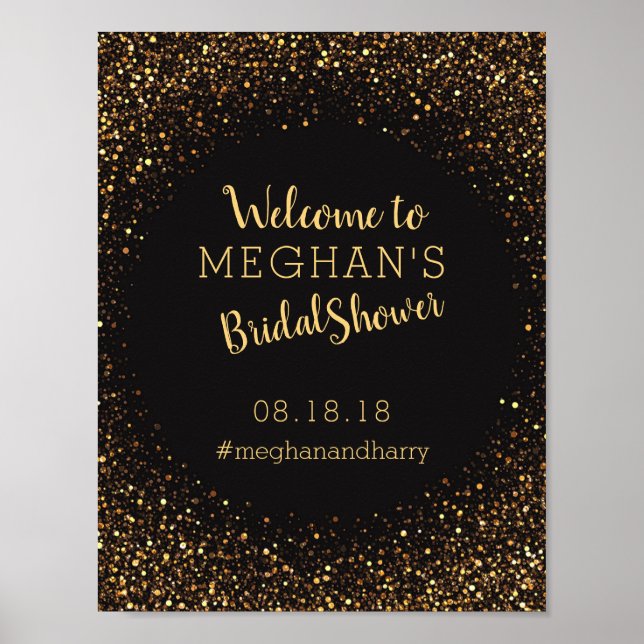 Póster Faux Gold Purpurina Bridal Shower signo de bienven (Frente)