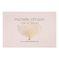 Faux Gold Sea Fan Coral Diseñador interior Rosa
