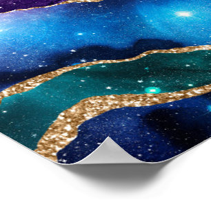 Póster Faux Marble Agate Stone Galaxy Sparkly Shly