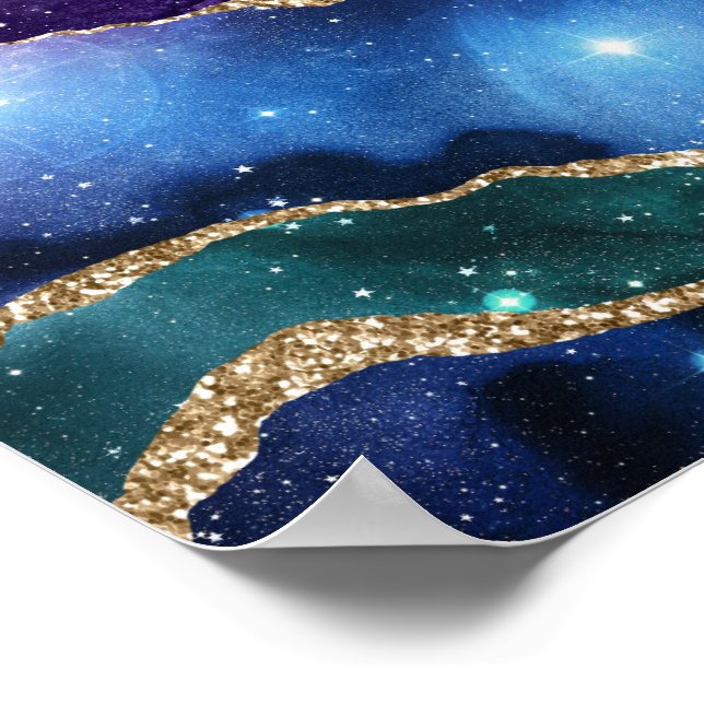 Póster Faux Marble Agate Stone Galaxy Sparkly Shly (Esquina)