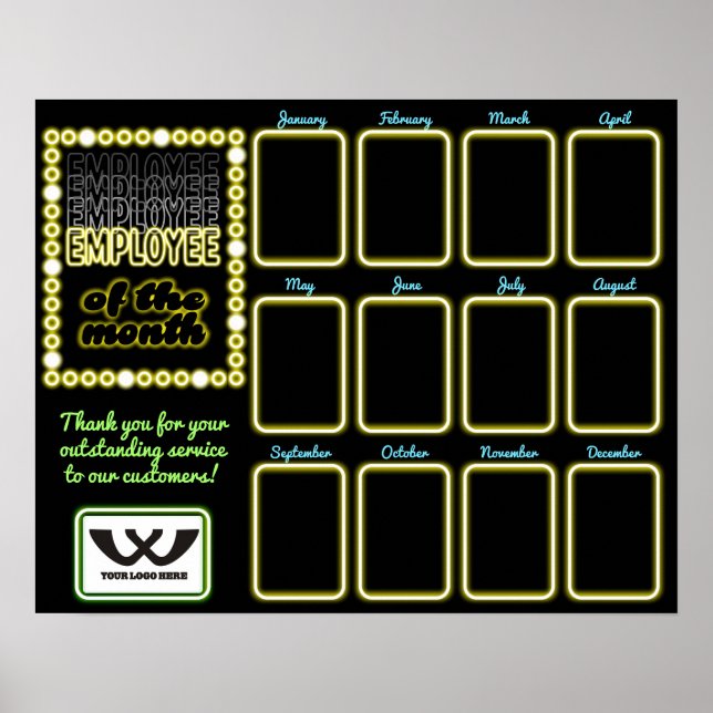 Póster Faux neon photo employee of the month display (Frente)