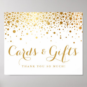 Póster Faux Relieve metalizado dorado Cartas de Confetti 