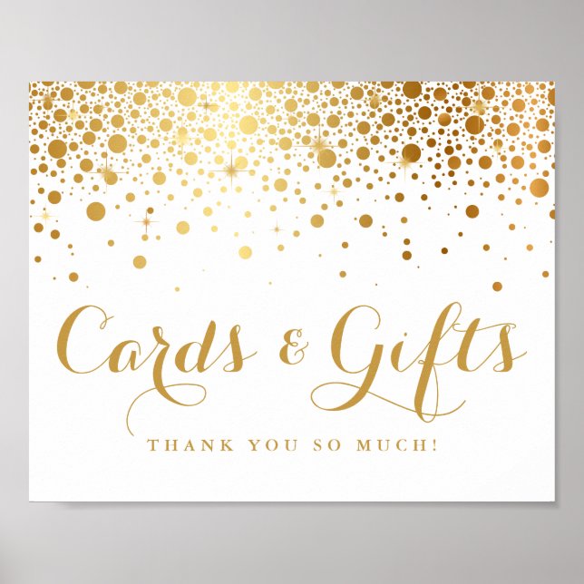 Póster Faux Relieve metalizado dorado Cartas de Confetti  (Frente)