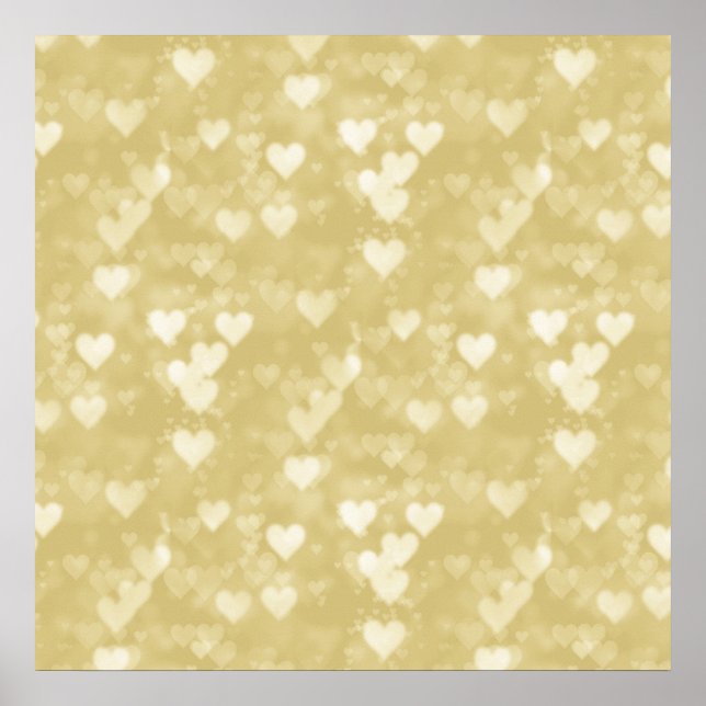Póster Faux Relieve metalizado dorado Heart Background He (Frente)