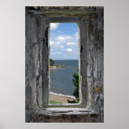 Póster Faux Window - Castle Mirando hacia la playa