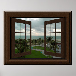 Póster Faux Window Poster Pacific Ocean Scene Tropical