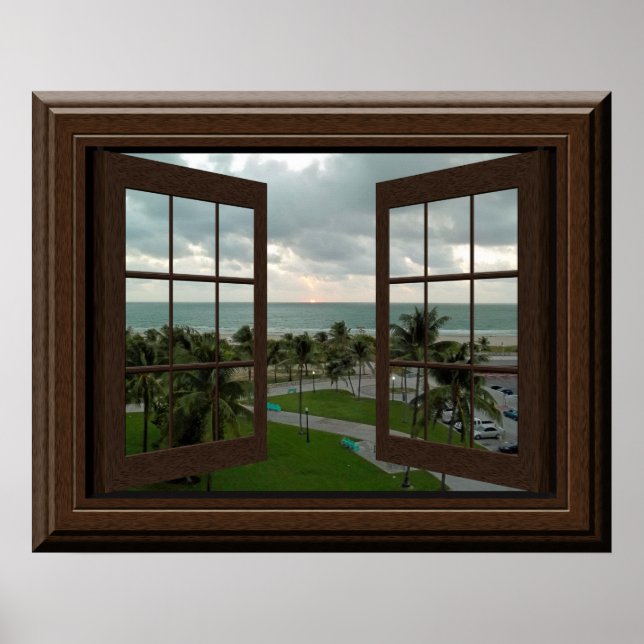 Póster Faux Window Poster Pacific Ocean Scene Tropical (Frente)