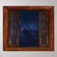 Faux Window View Láctea Way Space Stars Fantasy