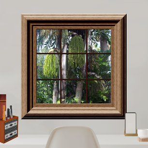 Póster Faux Window View Tropical Forest Trees