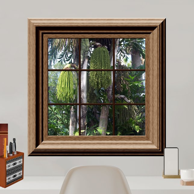 Póster Faux Window View Tropical Forest Trees (Subido por el creador)