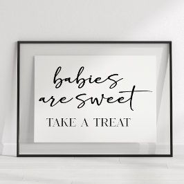 Póster Favor de baby shower con letra simple moderna negr