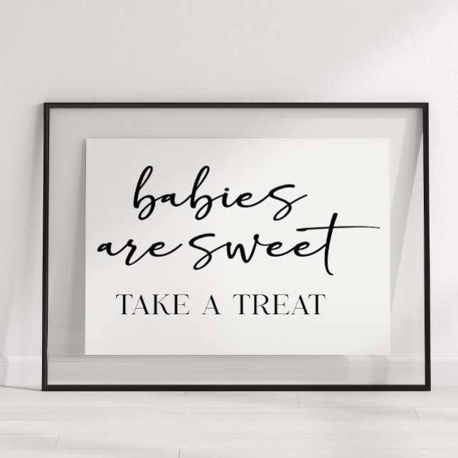 Póster Favor de baby shower con letra simple moderna negr (Subido por el creador)
